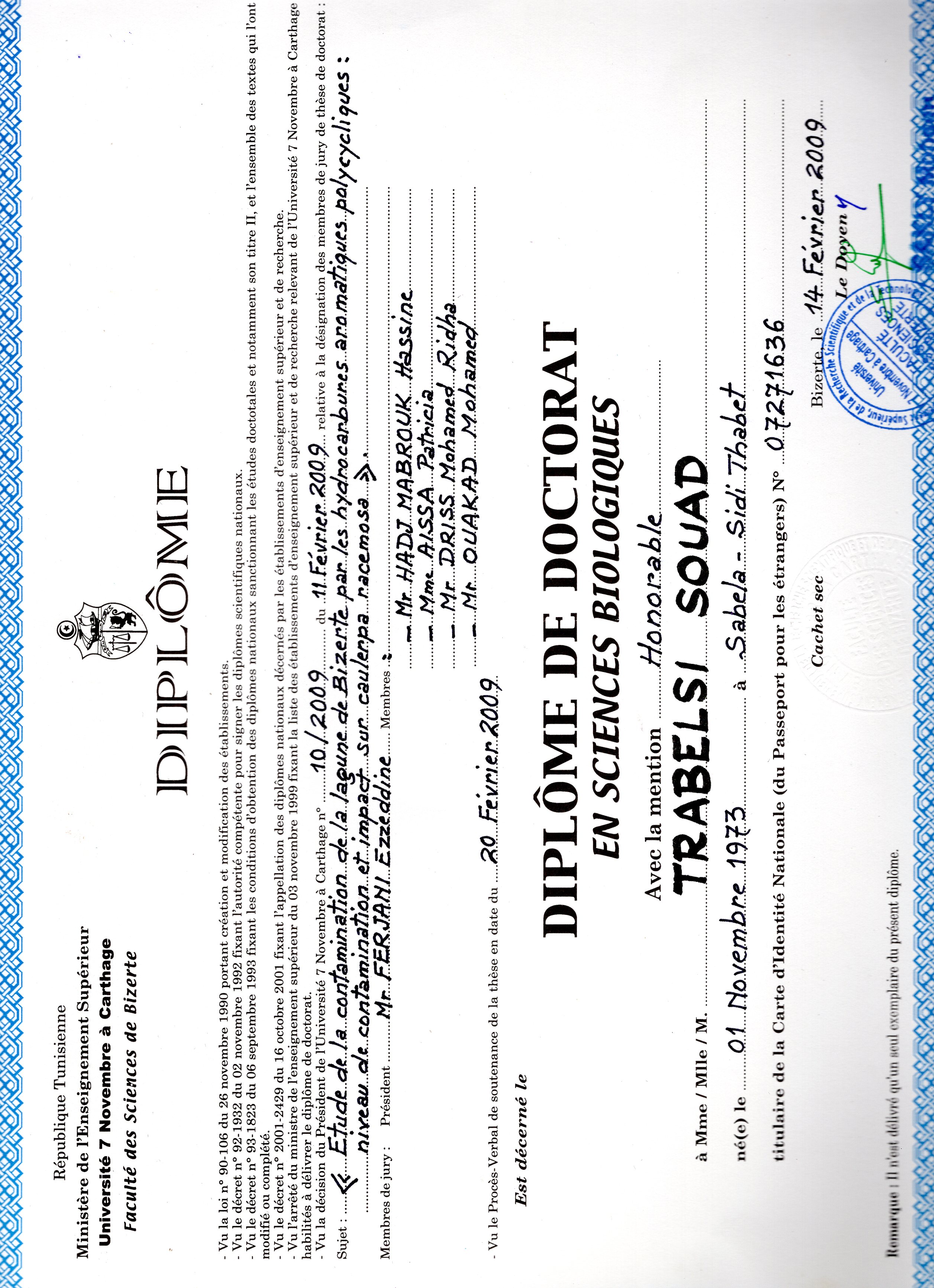 Diplome de Doctorat